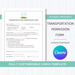 Transportation Permission Agreement Form Canva Template
