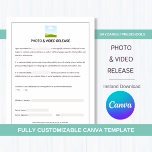 Photo Release Form Canva Template