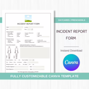 Daycare Incident Accident Report Form Canva Template